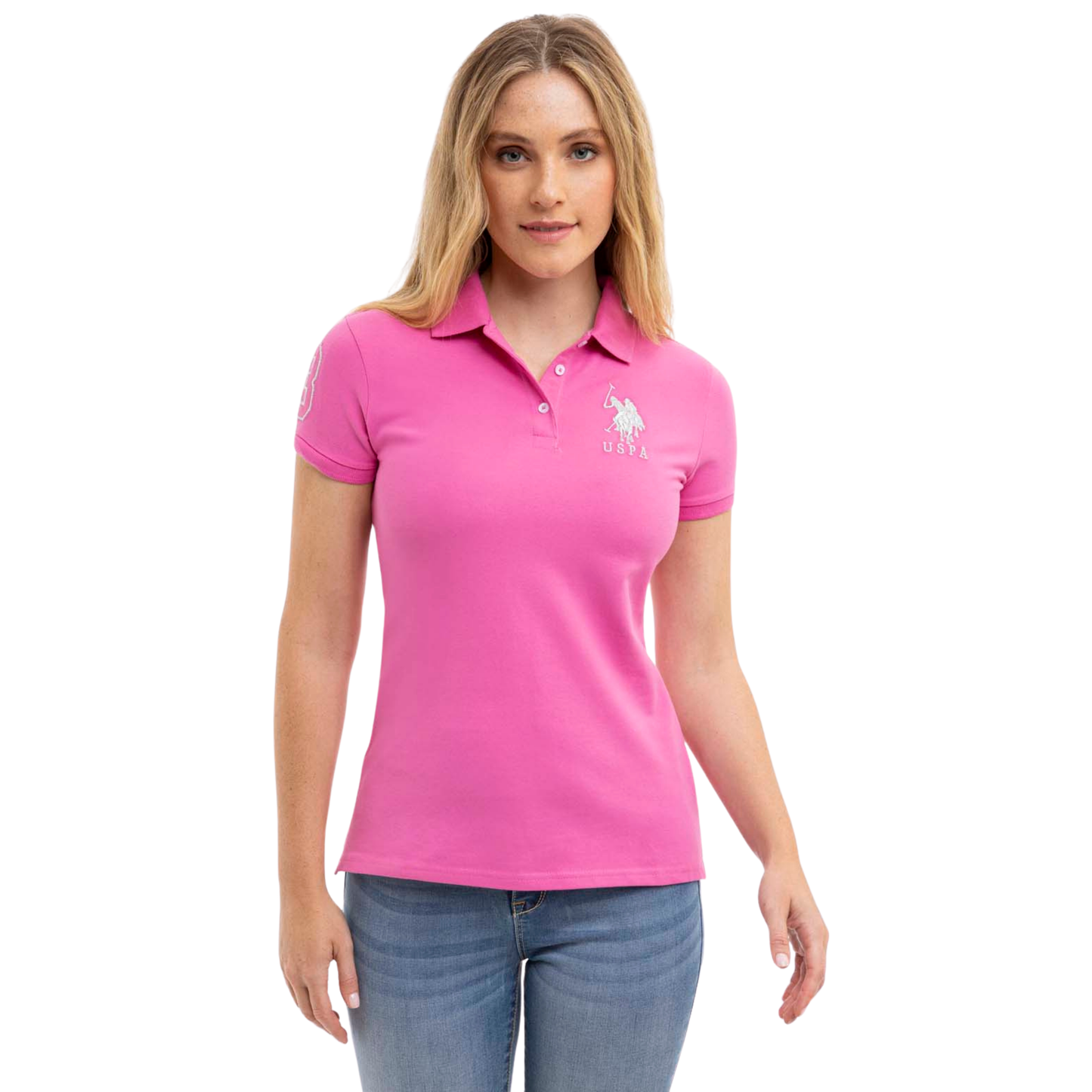 Chemise Polo Rosa Logo Grande Para Mujer