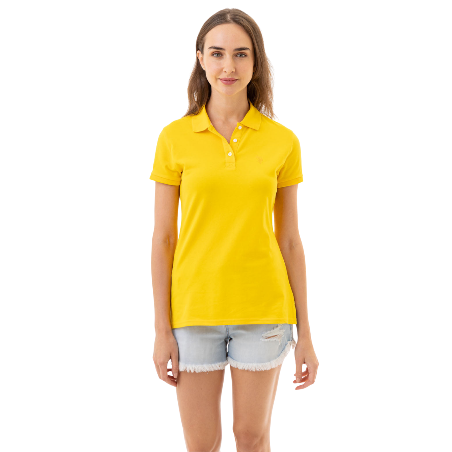 Chemise Polo Amarilla Clásica Para Mujer