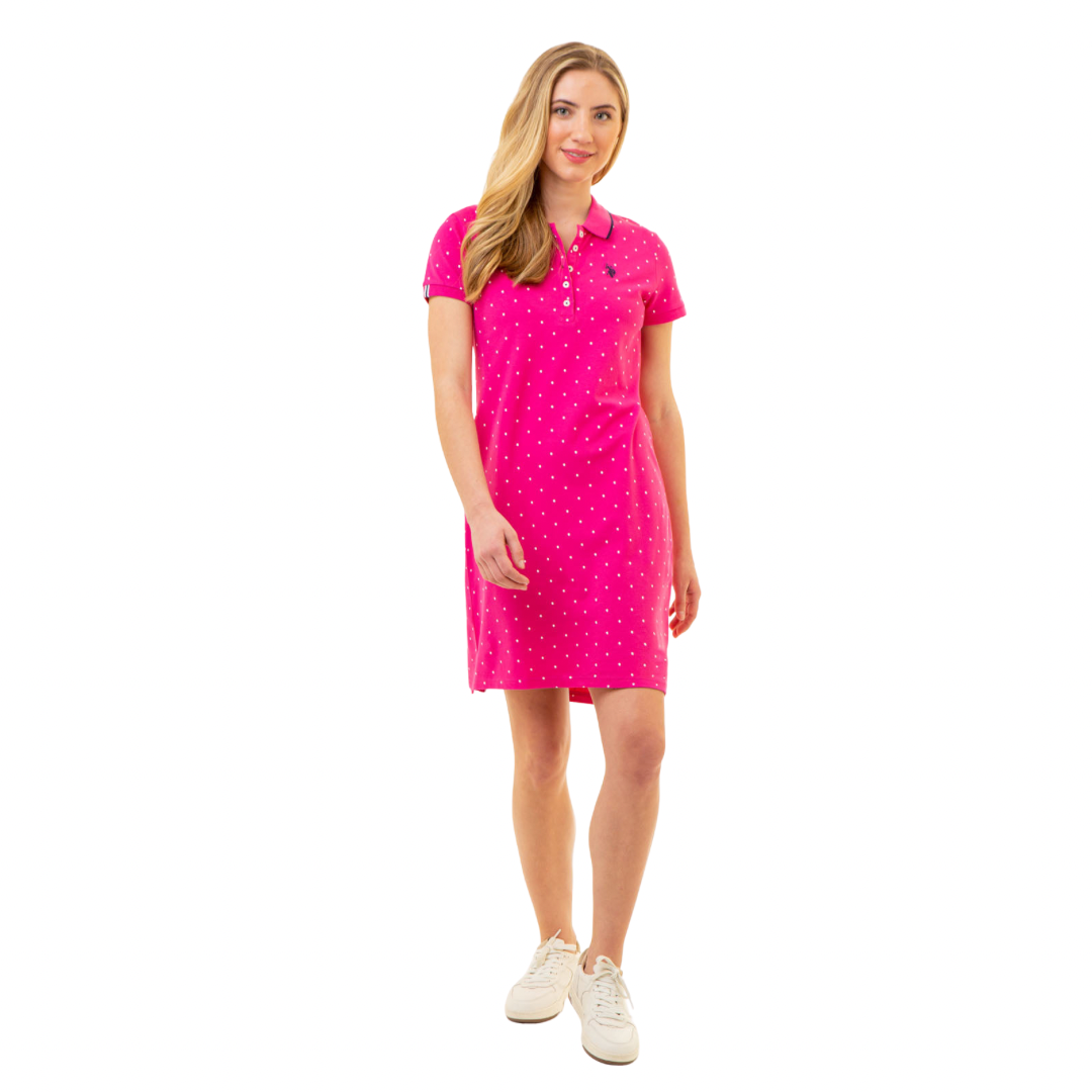 Vestido Polo Fucsia De Puntos Para Mujer