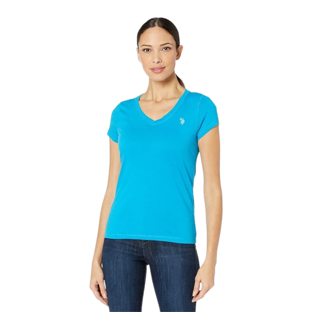 Franela Polo Básica Azul Para Mujer