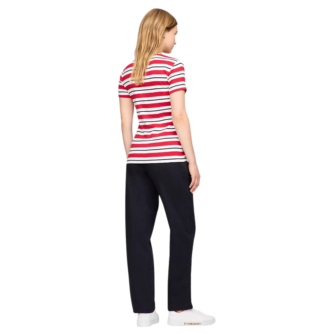 Franela Tommy Hilfiger Roja Con Blanco Y Rayas Negras Para Mujer