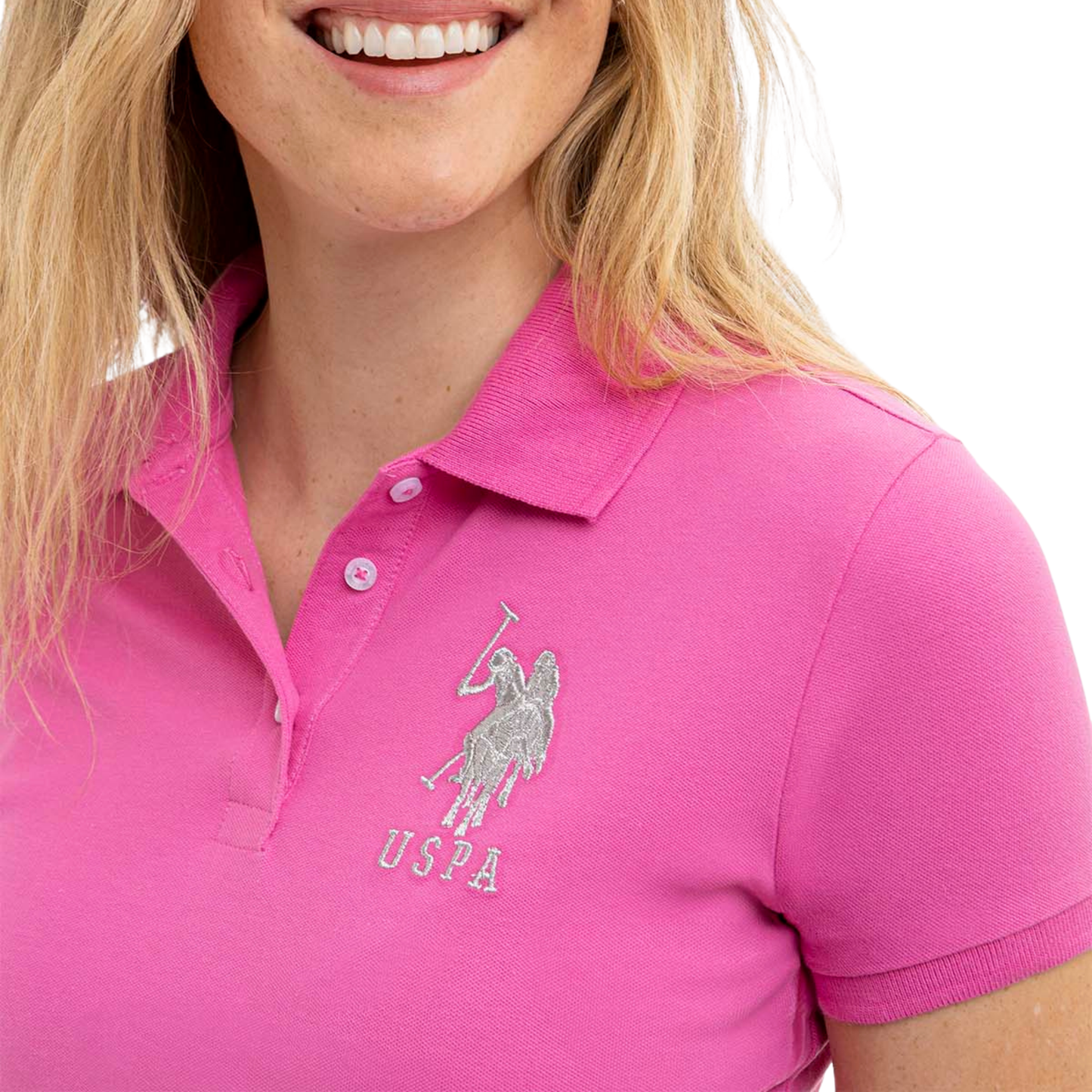 Chemise Polo Rosa Logo Grande Para Mujer