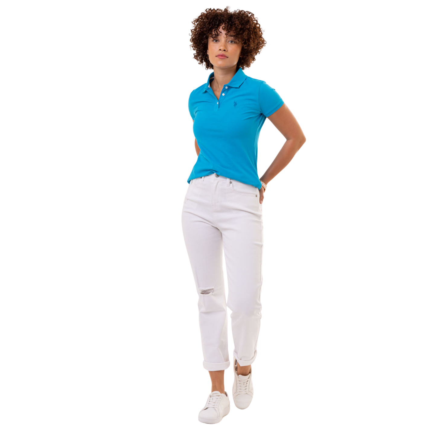 Chemise Polo Azul Clásica Para Mujer