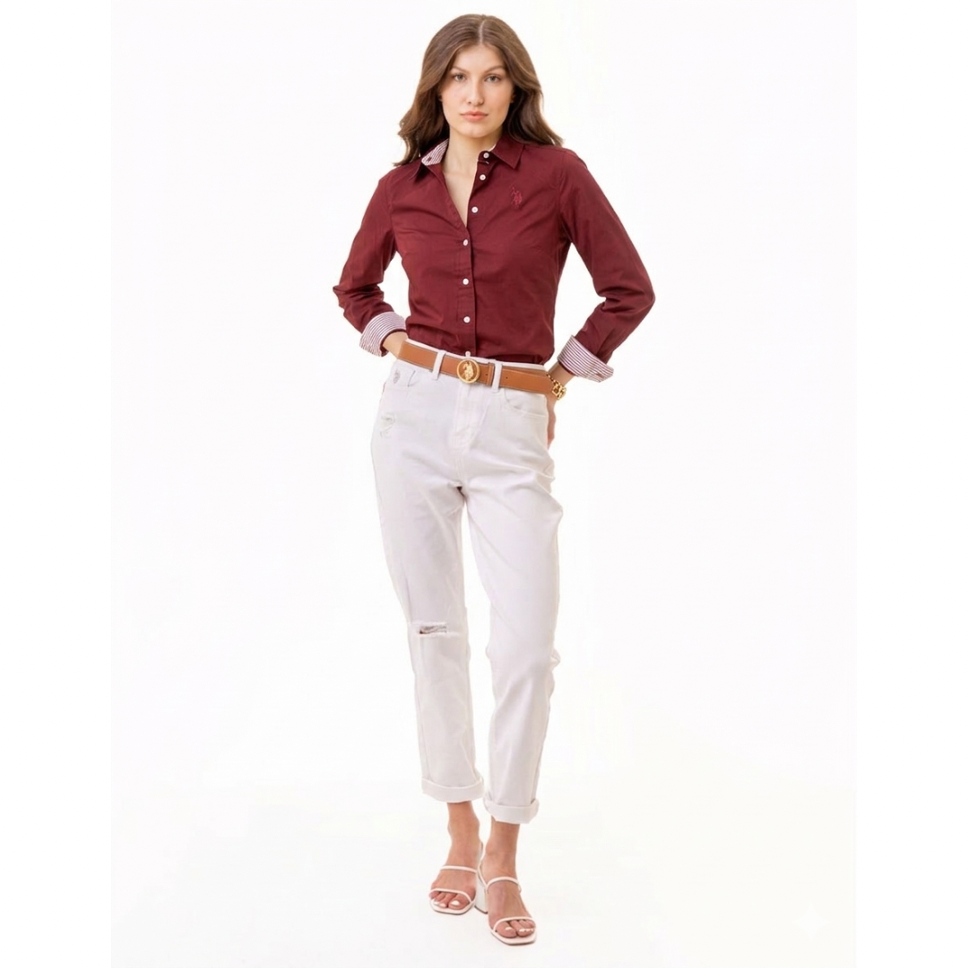 Camisa Polo Color Vinotinto Para Mujer