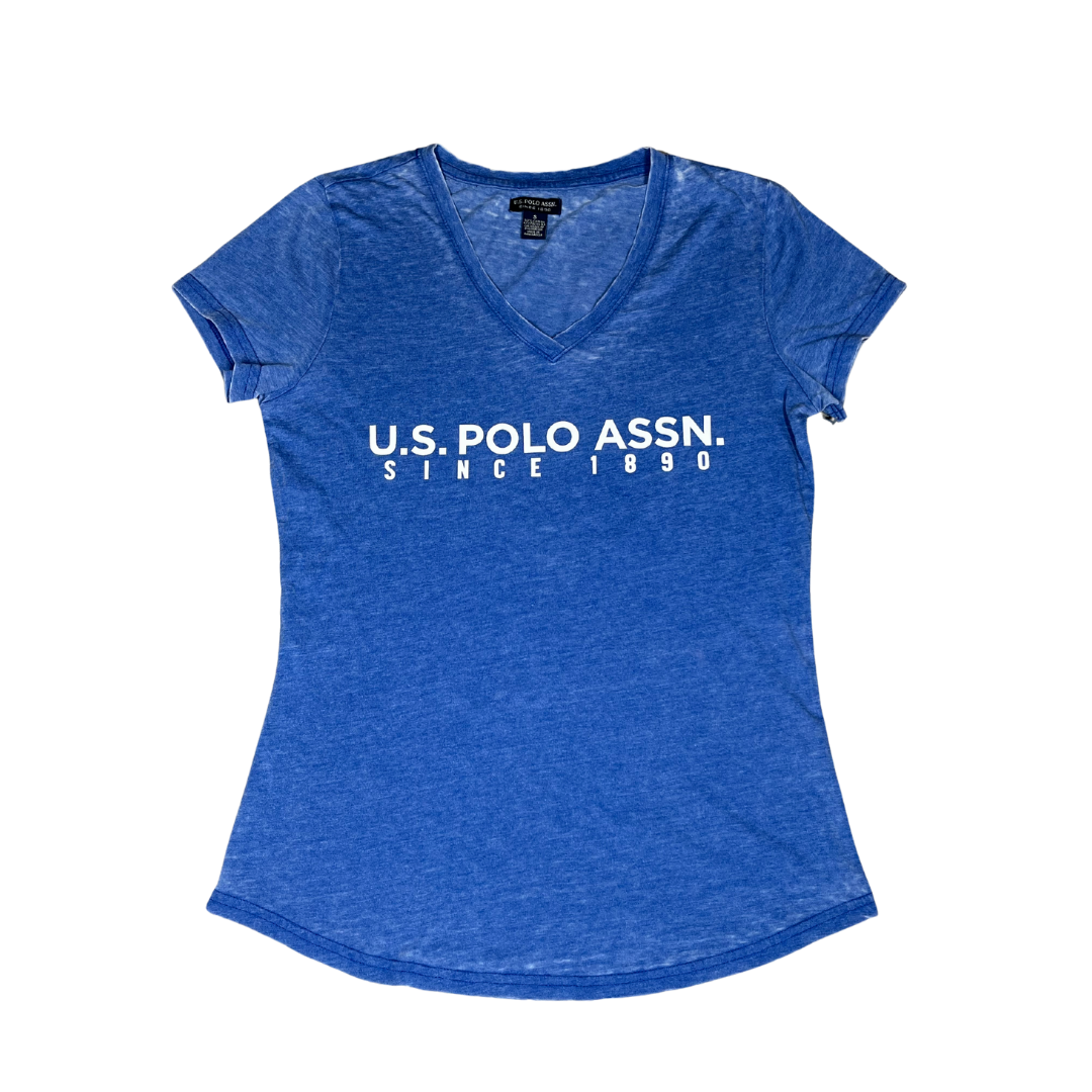 Franela Polo Burnout Azul Para Mujer