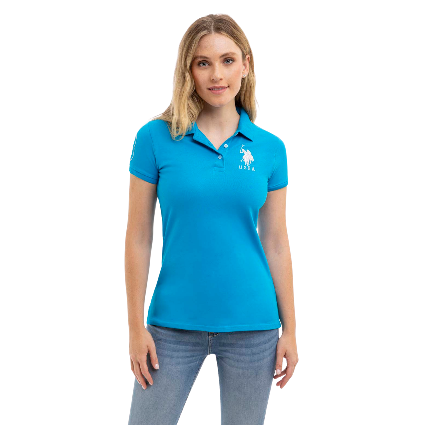 Chemise Polo Azul Logo Grande Para Mujer