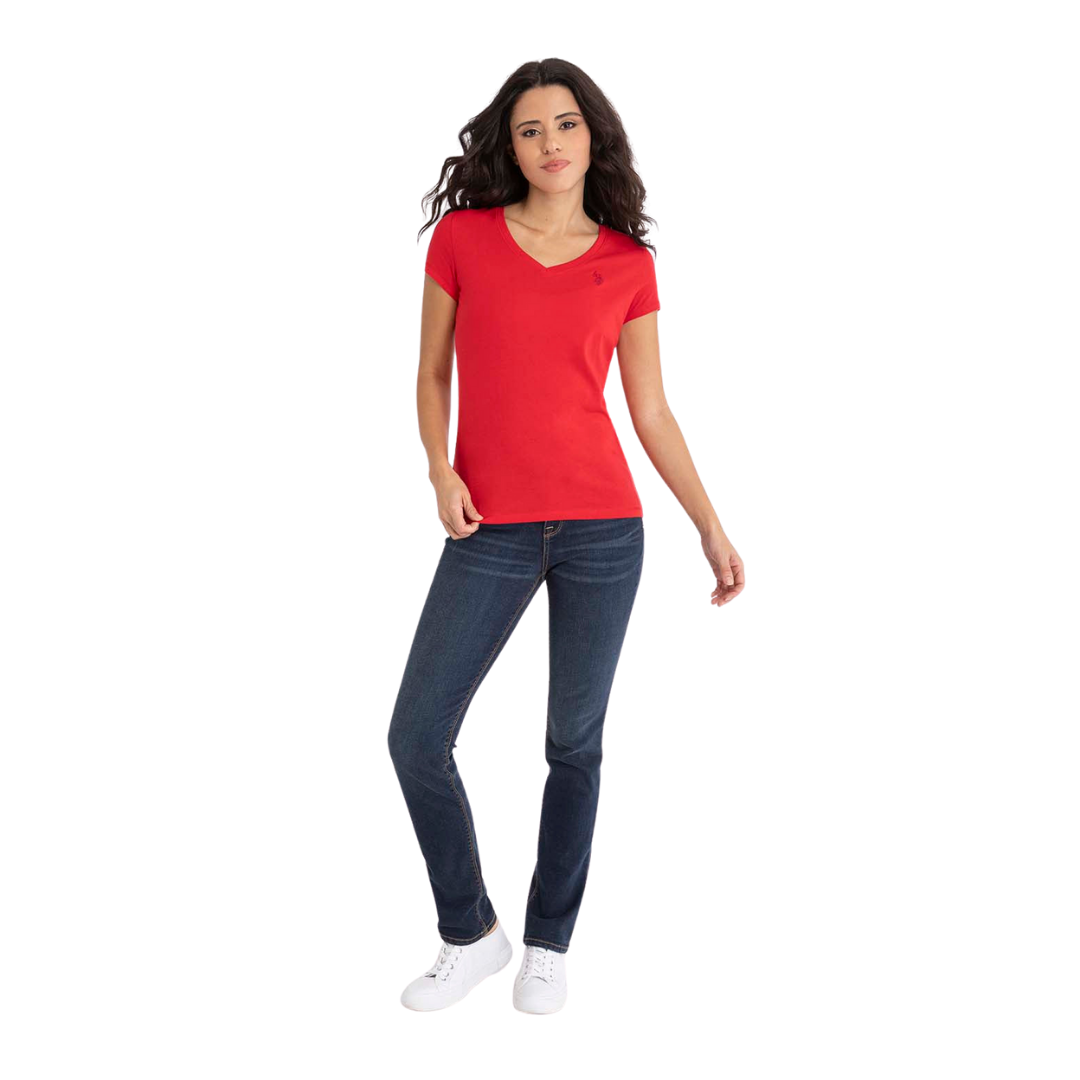 Franela Polo Básica Roja Para Mujer