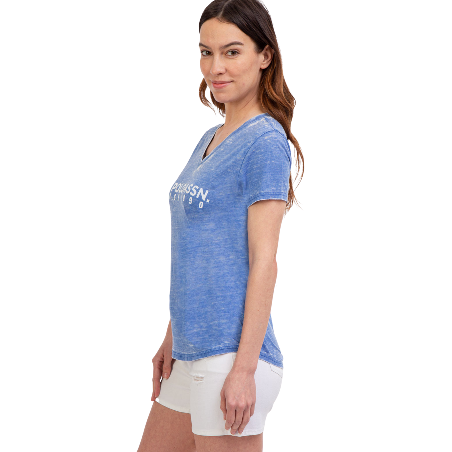 Franela Polo Burnout Azul Para Mujer