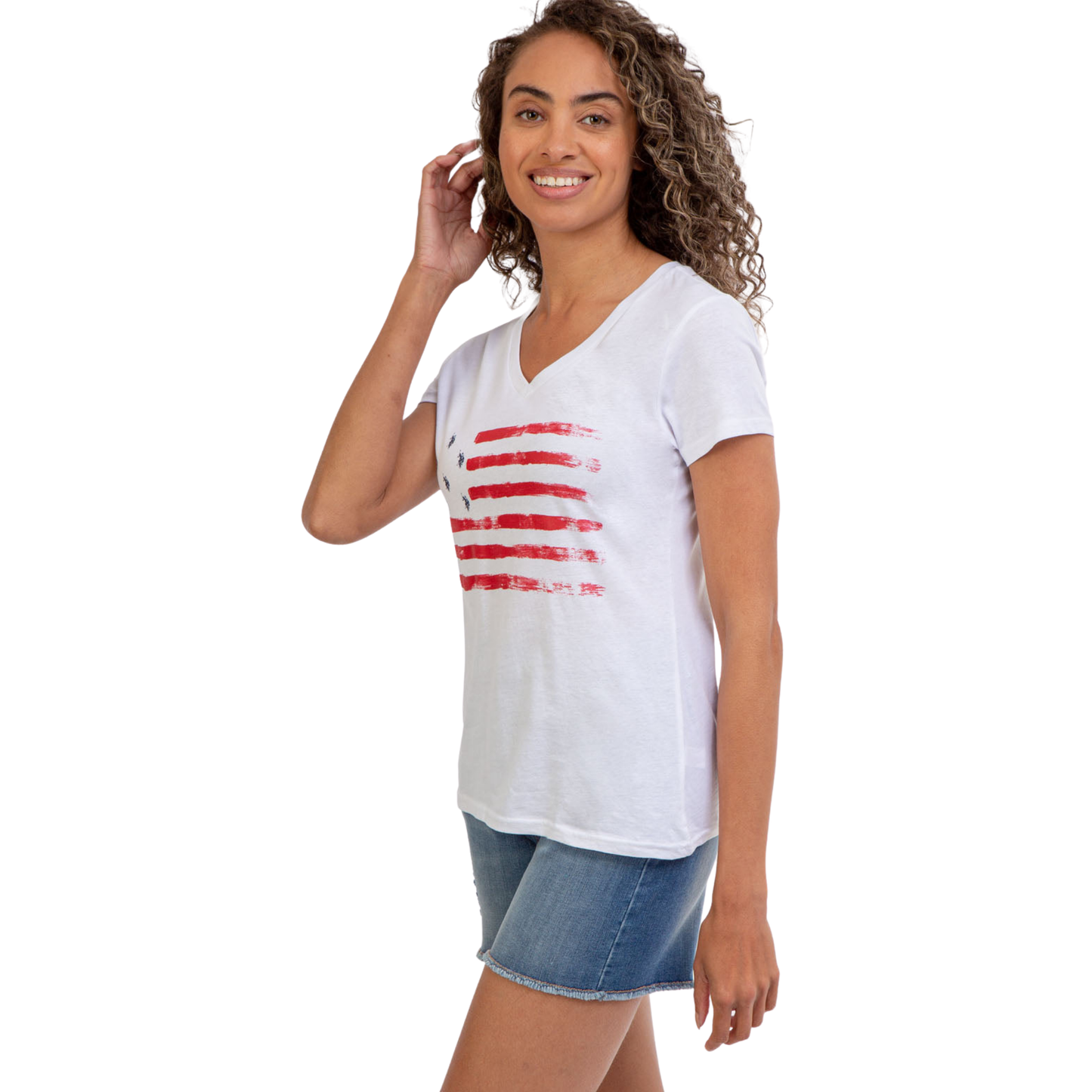 Franela Polo Con Bandera De USA Para Mujer