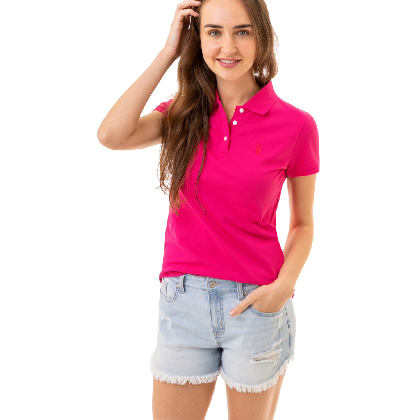 Chemise Polo Fucsia Clásica Para Mujer
