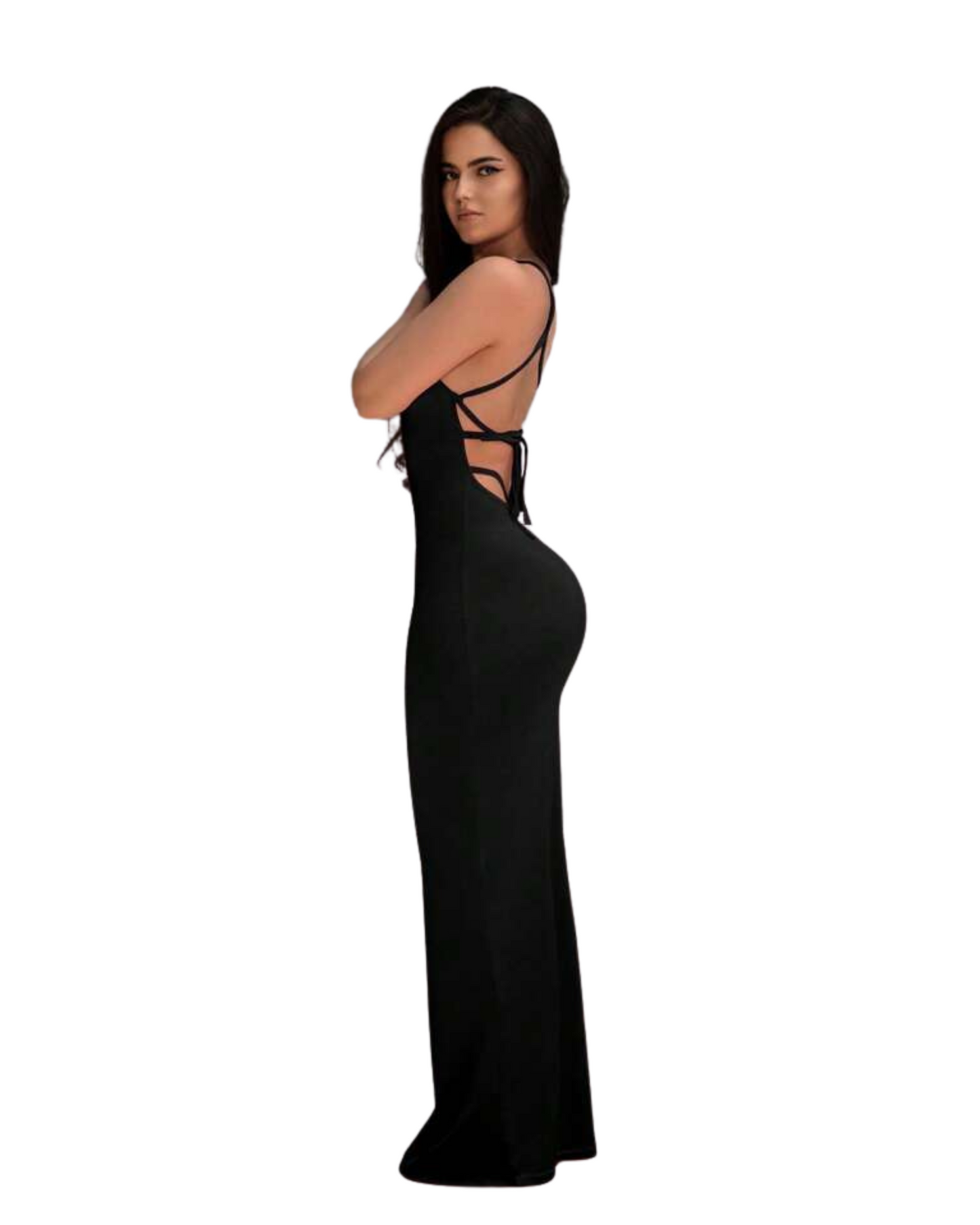 Vestido Negro De Tirantes Finos Con Espalda Descubierta