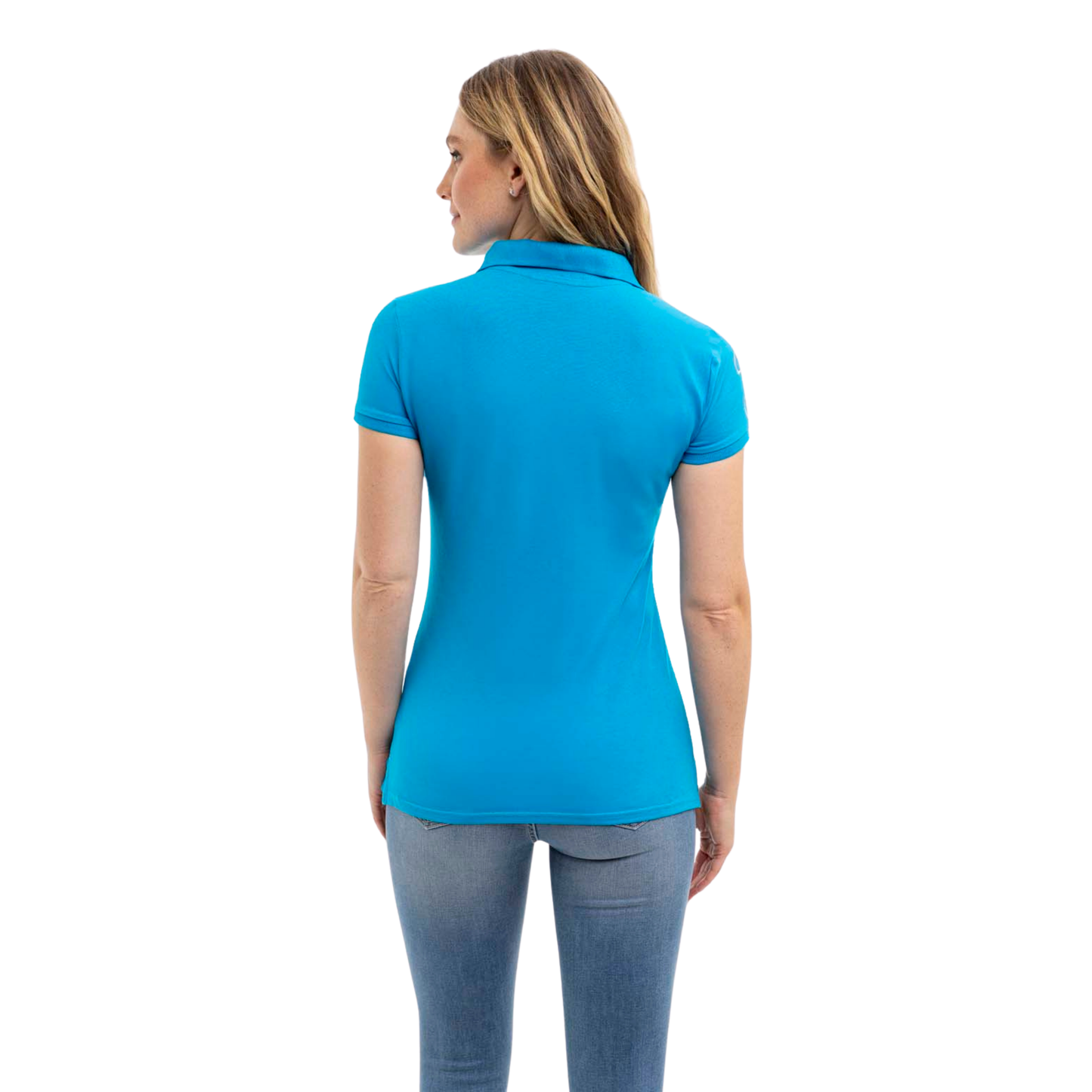 Chemise Polo Azul Logo Grande Para Mujer