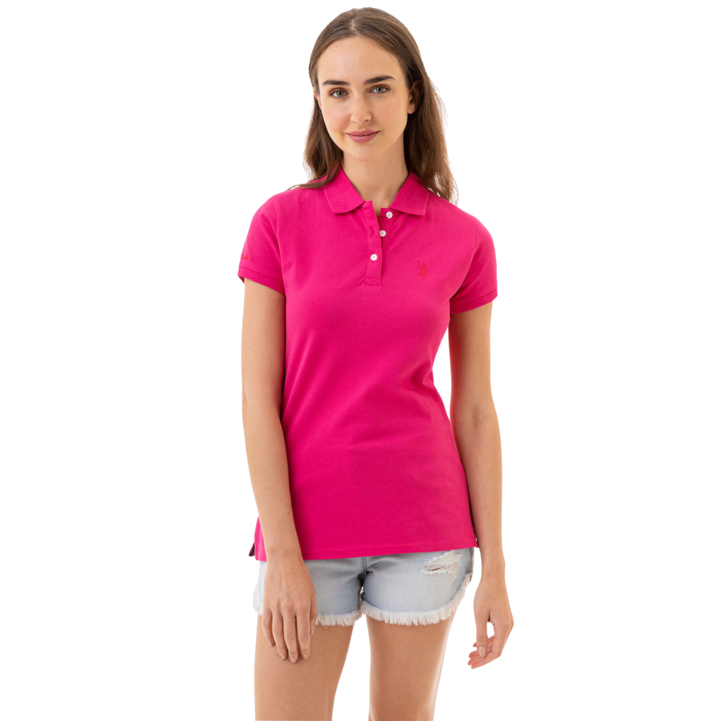 Chemise Polo Fucsia Clásica Para Mujer