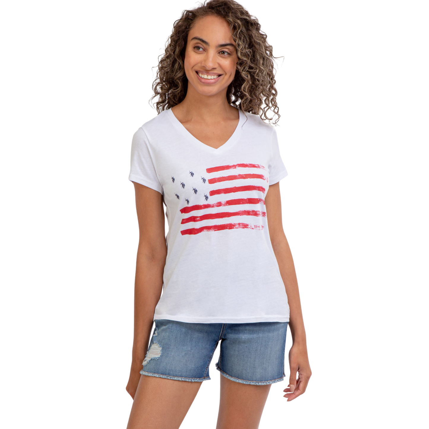 Franela Polo Con Bandera De USA Para Mujer