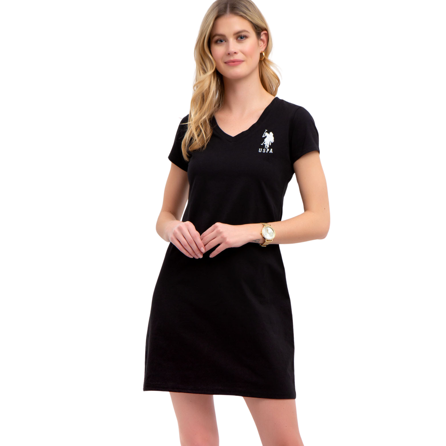 Vestido Polo Básico Negro Para Mujer