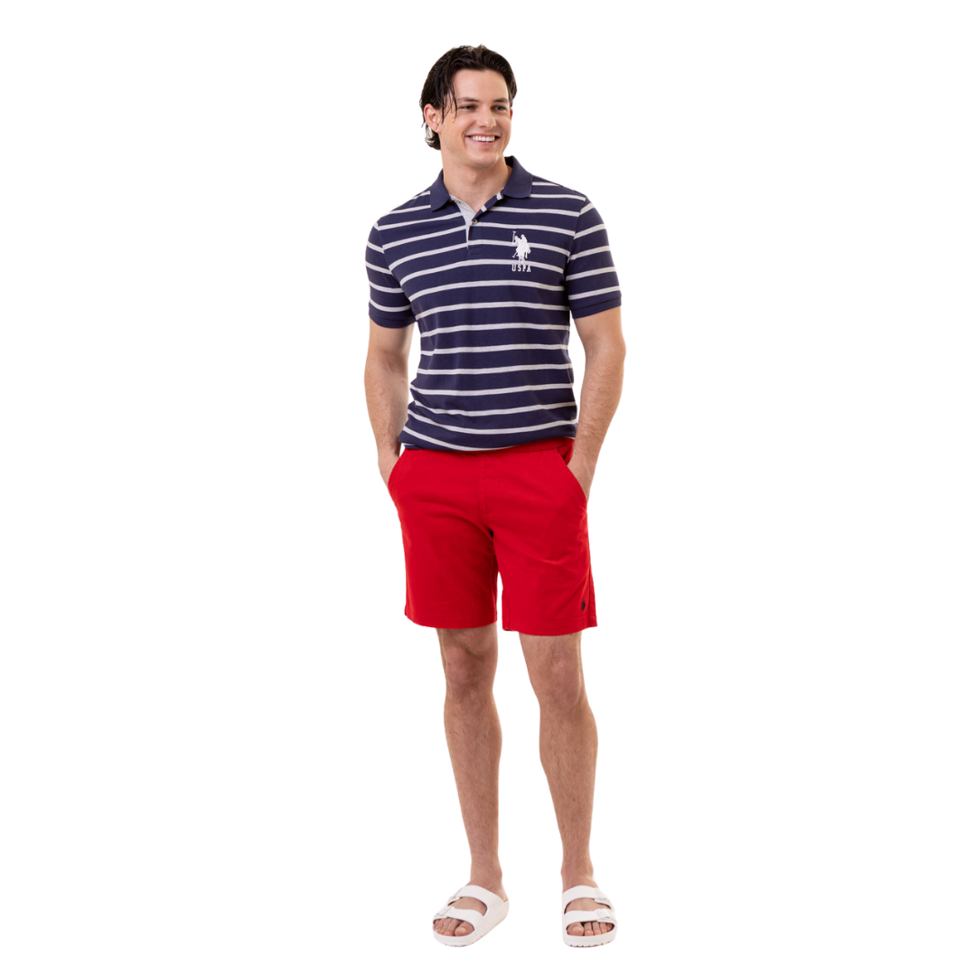 Chemise Polo Para Hombre Azul Rayas Gris