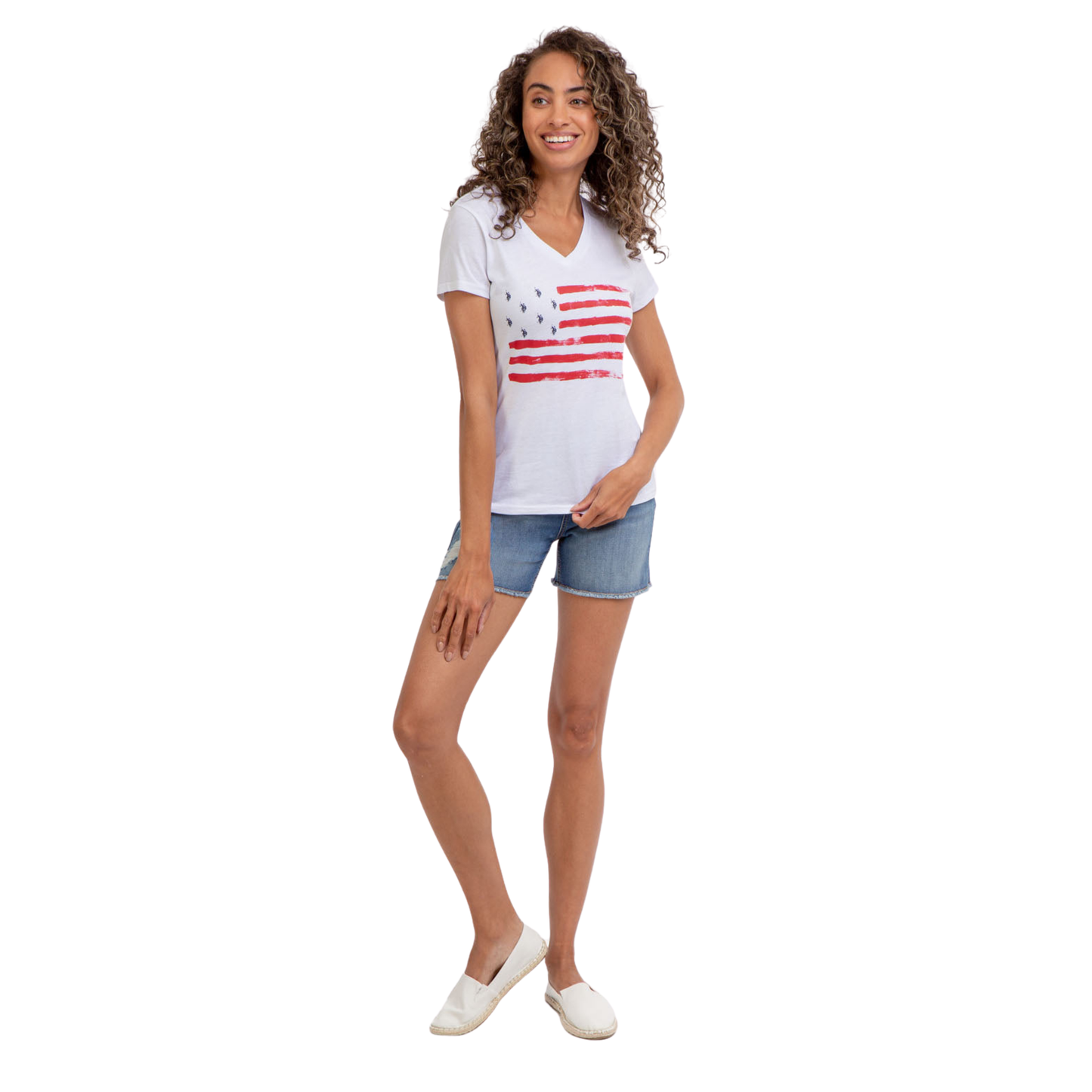 Franela Polo Con Bandera De USA Para Mujer