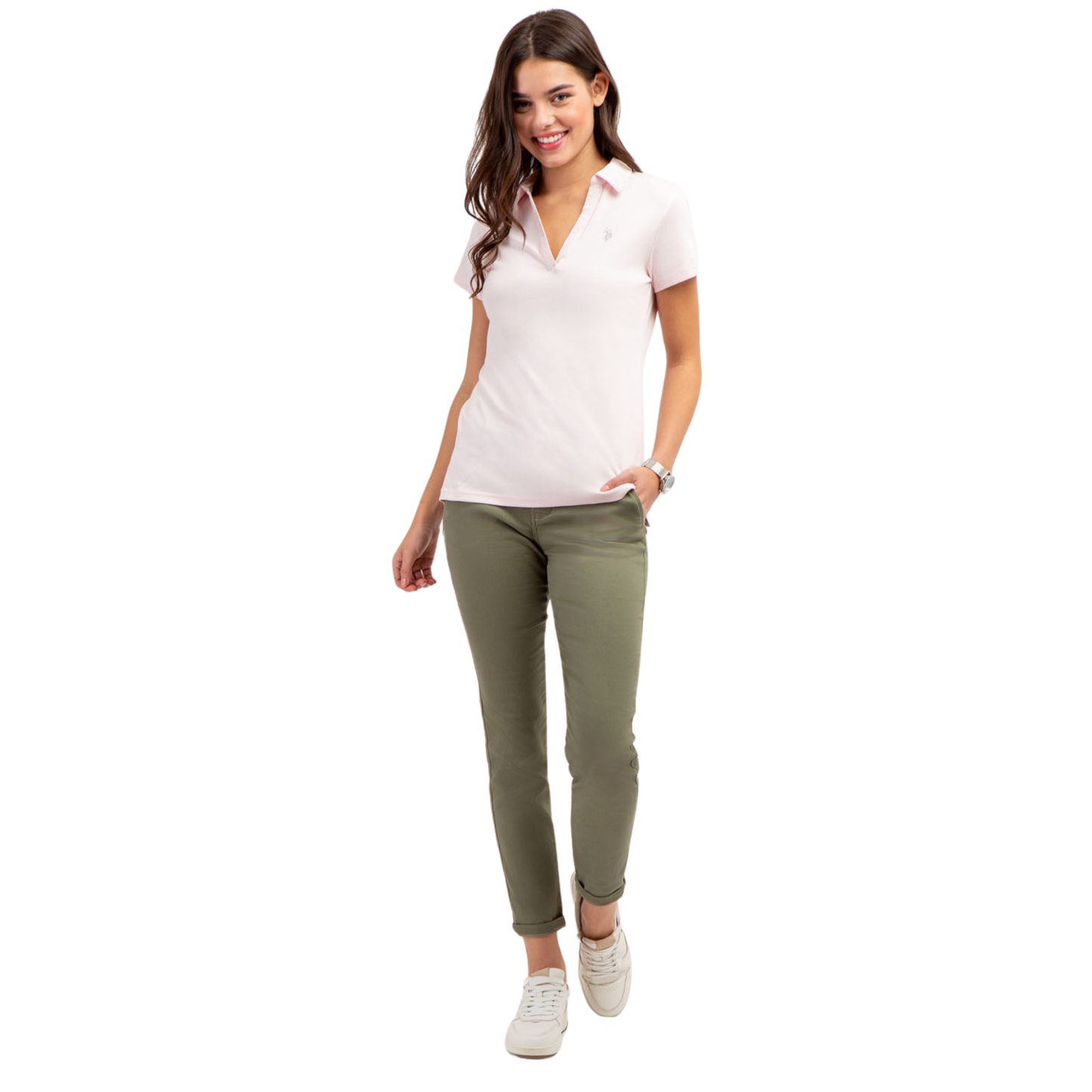 Chemise Polo Cuello en V Para Mujer