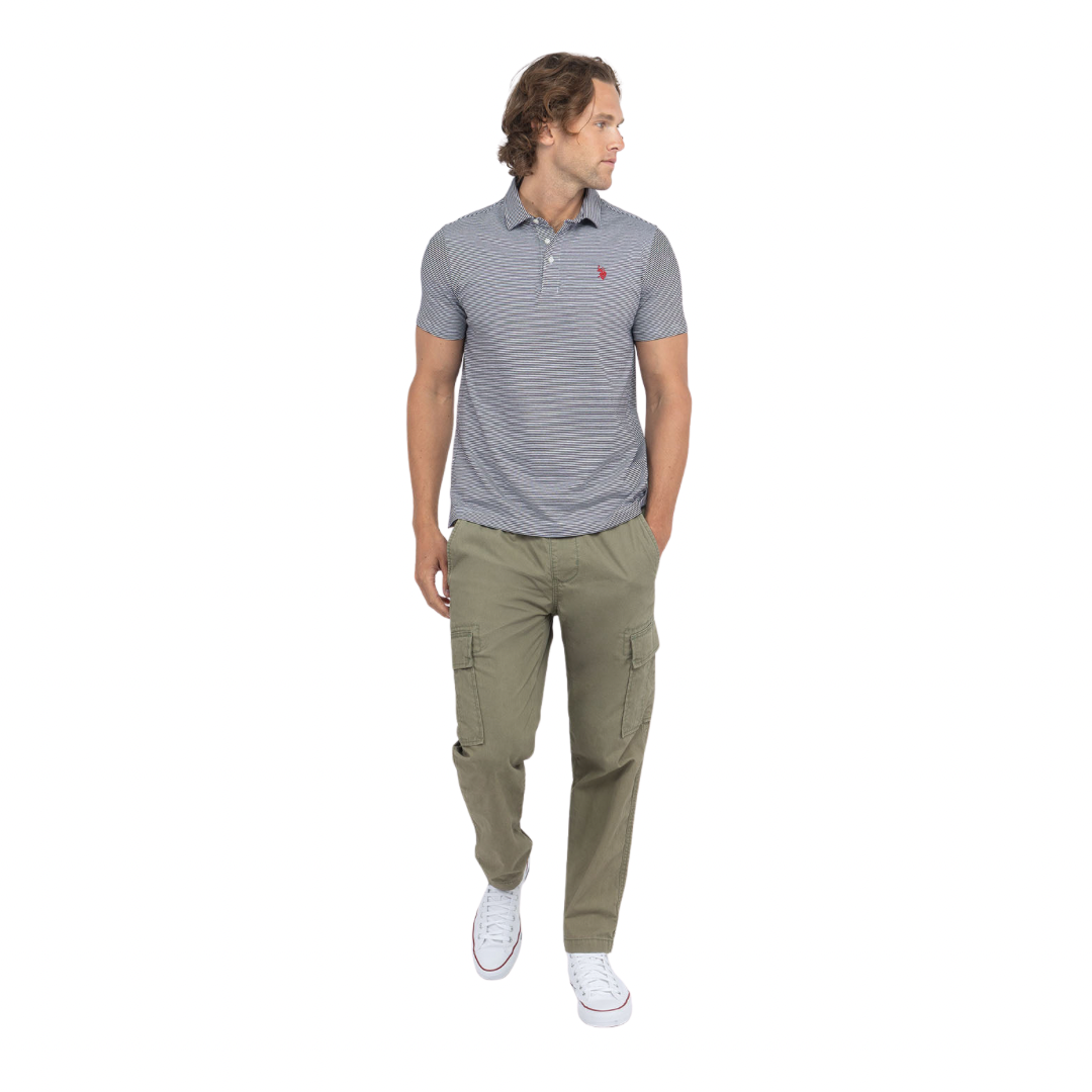 Chemise Polo Con Rayas Finas En Negro Para Hombre