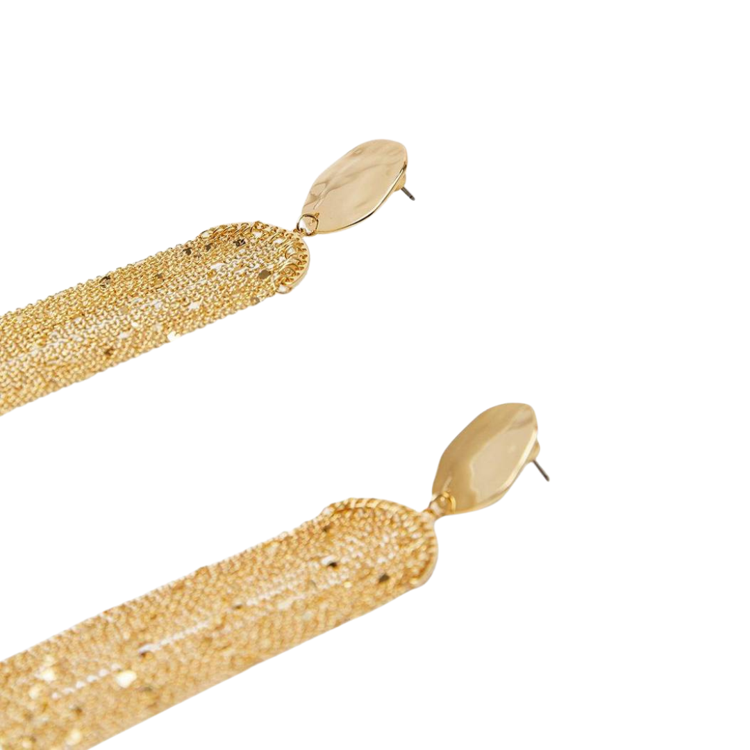 Aretes Colgantes de Cadena con Disco y Borla Hipoalergénicos Jessica Simpson Tono Oro