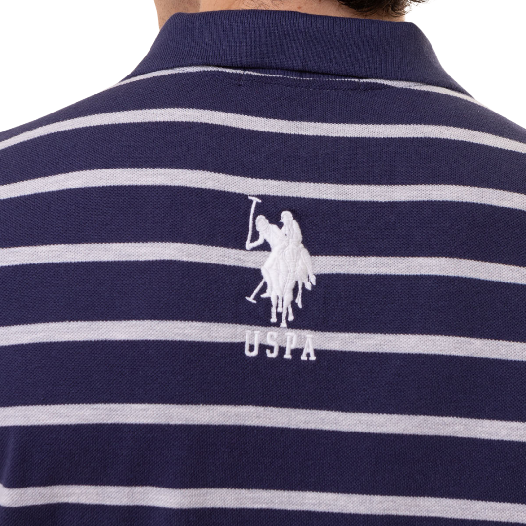 Chemise Polo Para Hombre Azul Rayas Gris