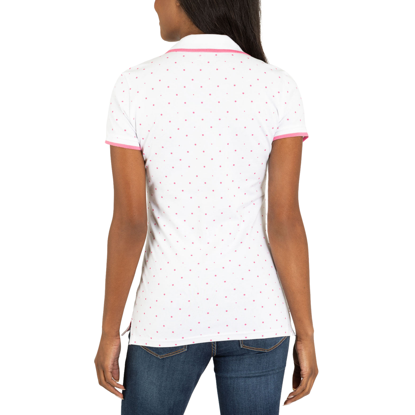 Chemise Polo Blanca De Puntos Para Mujer