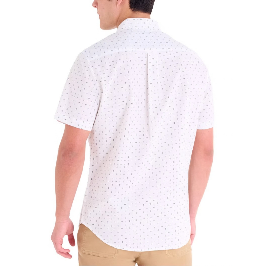 Camisa U.S. Polo Assn. Manga Corta Blanca Estampada Para Hombre