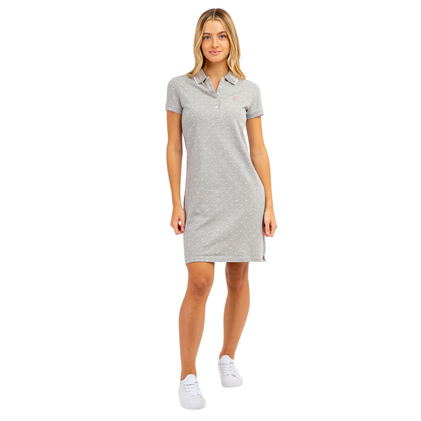 Vestido Polo Gris De Puntos Para Mujer