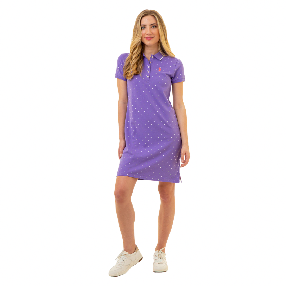 Vestido Polo Lila De Puntos Para Mujer