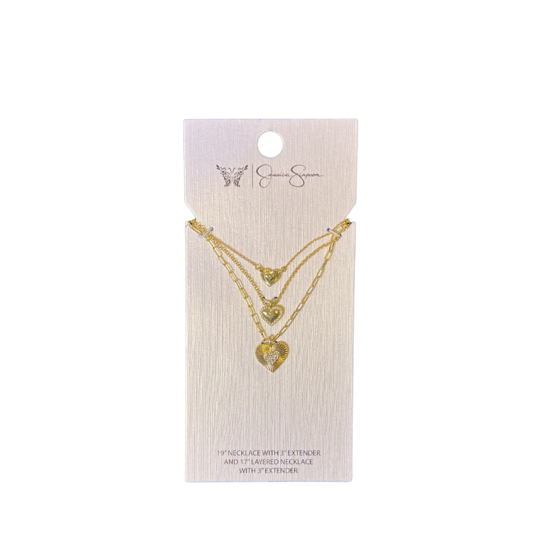 Collar de Capas con Dije de Corazón Jessica Simpson Tono Oro
