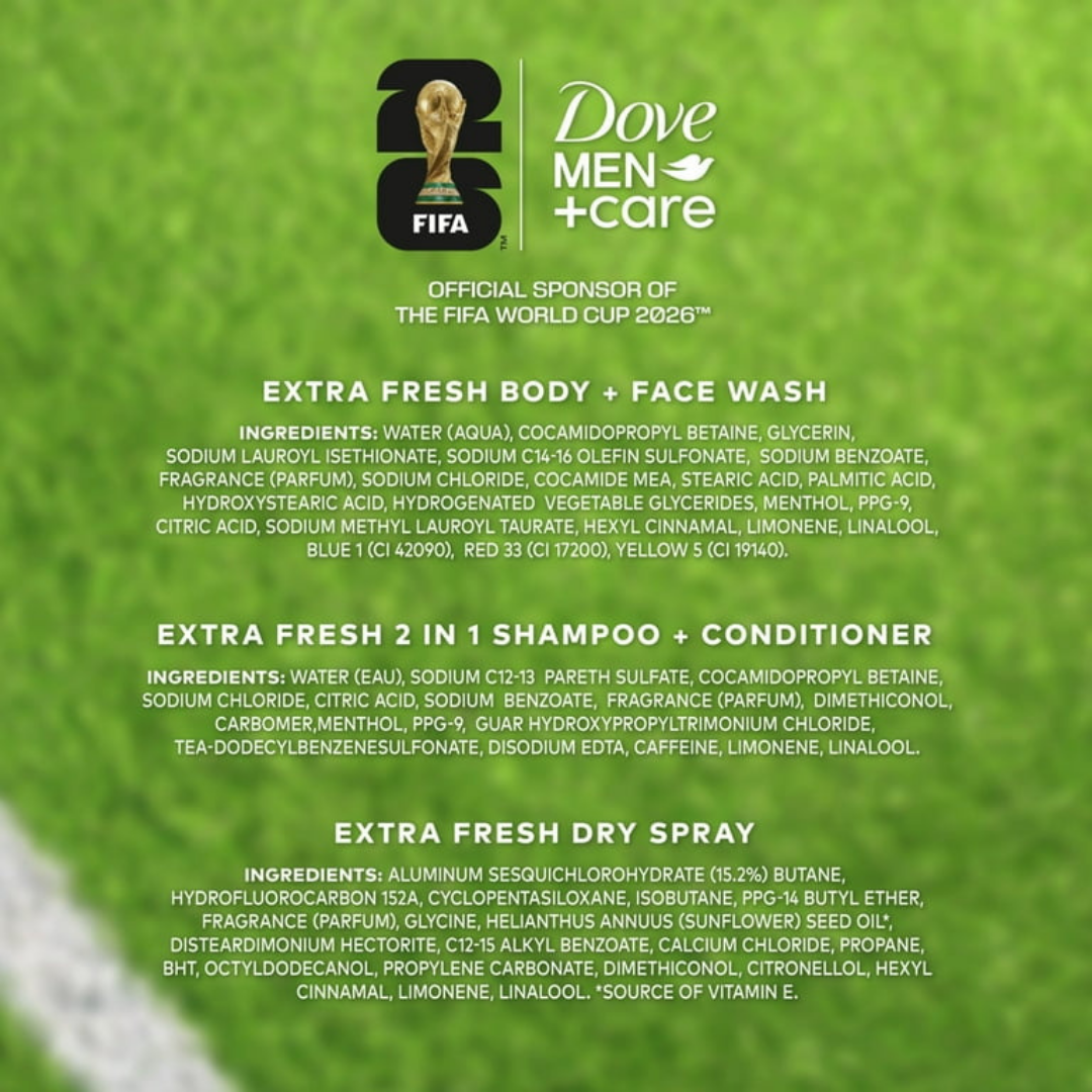 Set de Regalo Dove Men+Care: Edición Especial Fútbol Extra Fresh (3 Piezas + Neceser)