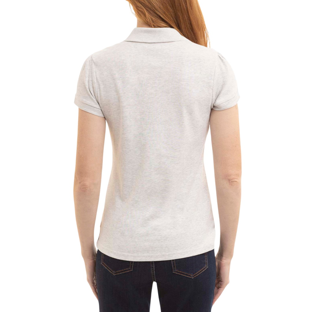 Chemise Polo Gris Claro Jaspeado con Cierre Dorado Para Mujer