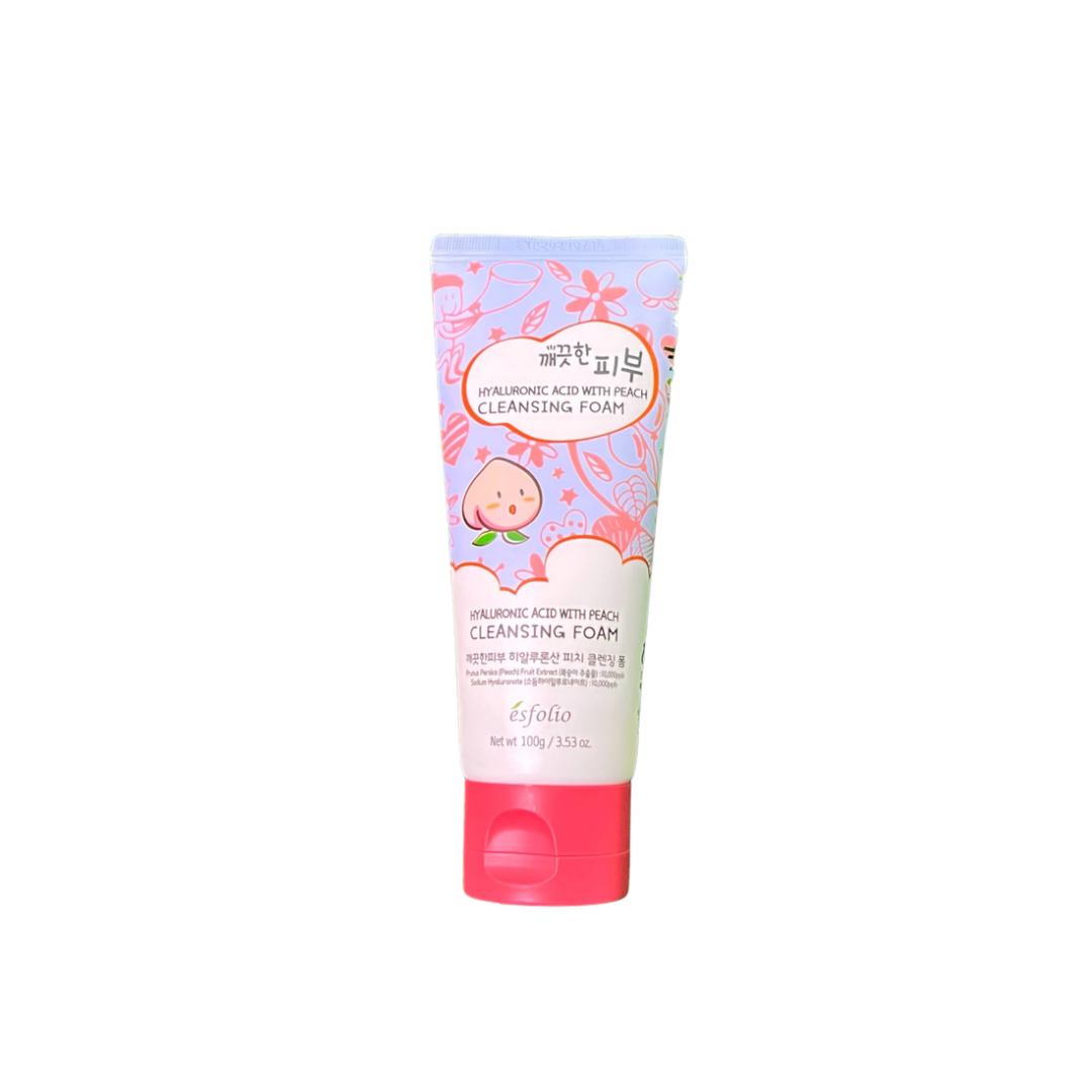 Esfolio Hyaluronic Acid with Peach Cleansing Foam 100g / Espuma Limpiadora con Ácido Hialurónico y Durazno