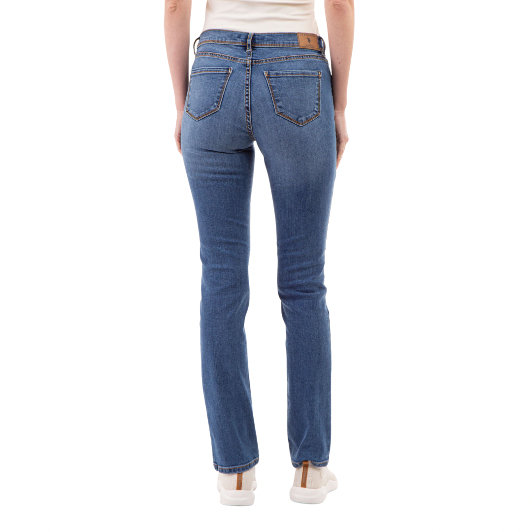Jeans Rectos Polo Azul Medio Para Mujer