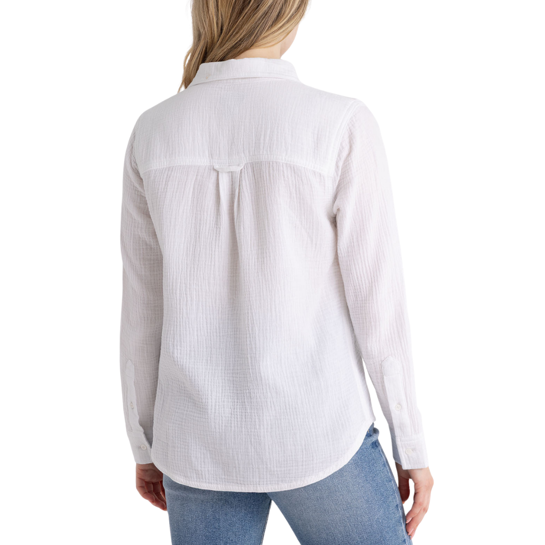Camisa Polo Color Blanco Texturizada Para Mujer