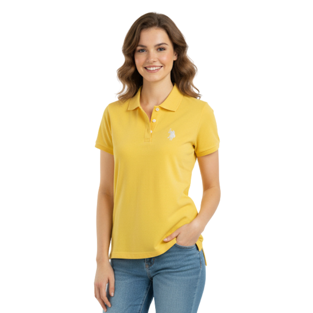 Chemise Polo Amarilla Para Mujer