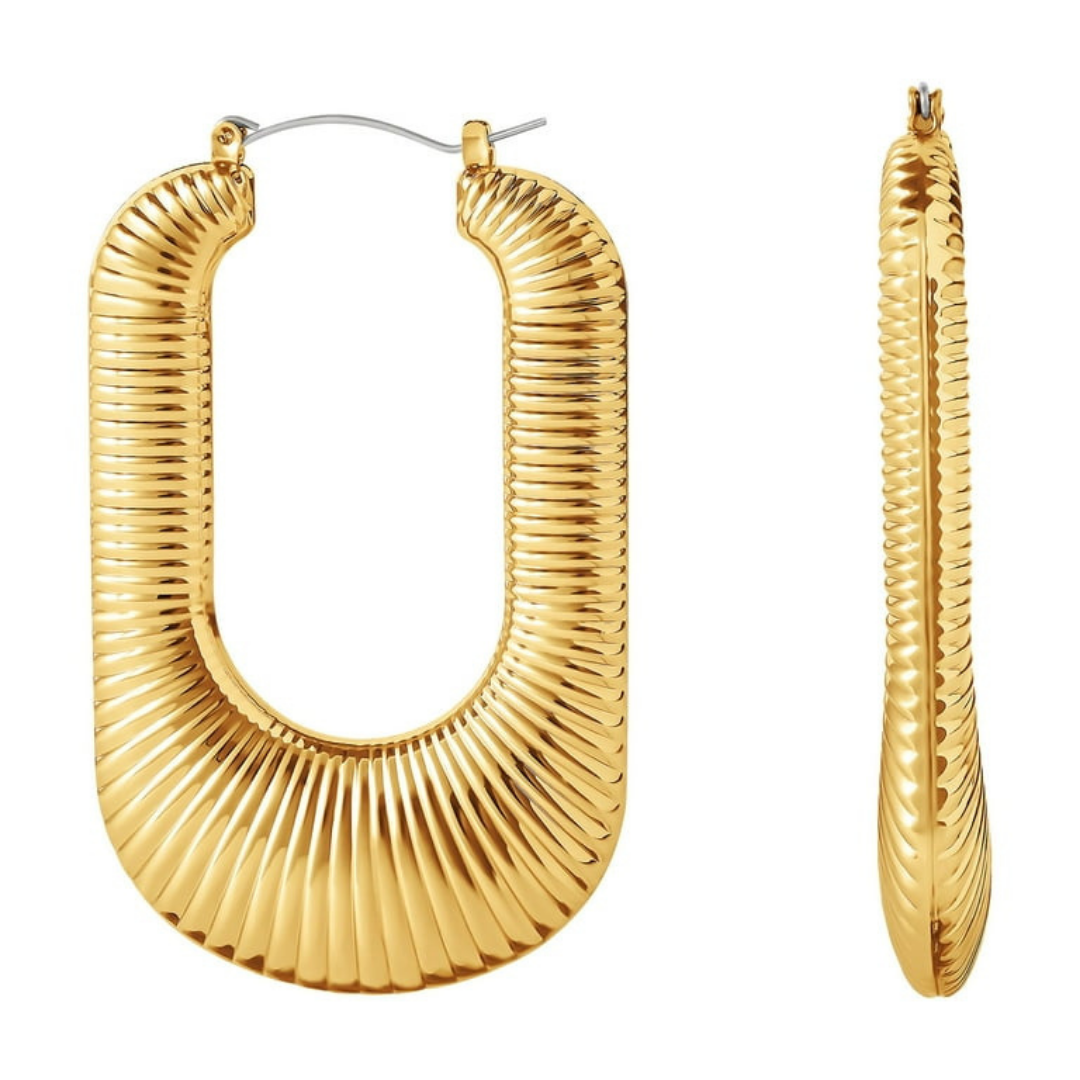 Aretes de Aro Rectangulares Texturizados Hipoalergénicos Jessica Simpson Tono Oro