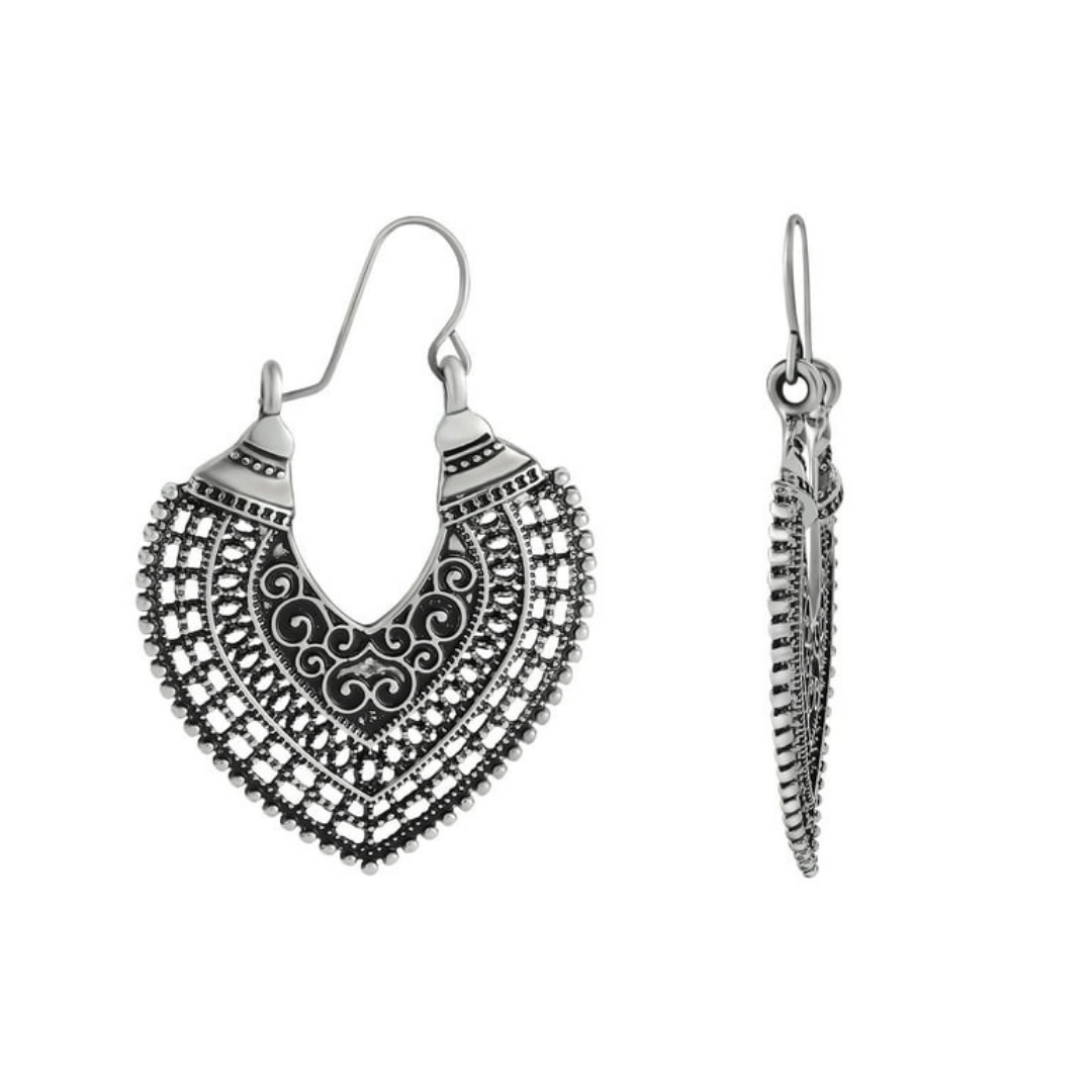 Aretes de Filigrana con Diseño Abierto y Estilo Vintage Jessica Simpson Tono Plata
