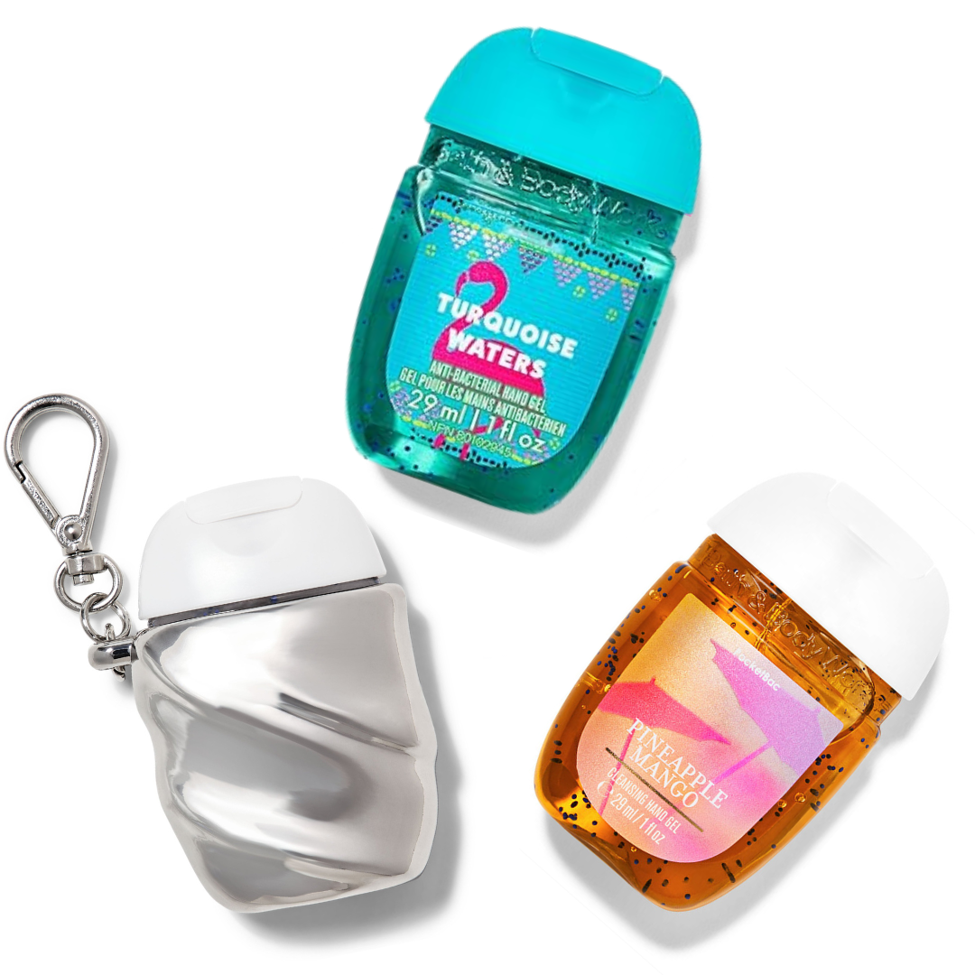 Set Holder + Gel Antibacterial Turquoise Waters + Gel Antibacterial Pineapple Mango de Bath & Body Works