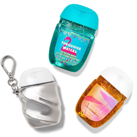 Set Holder + Gel Antibacterial Turquoise Waters + Gel Antibacterial Pineapple Mango de Bath & Body Works
