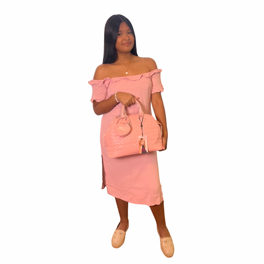 Vestido Midi Casual Con Hombros Color Rosado Dance Marvel Para Mujer