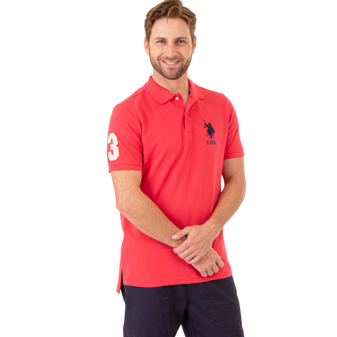 Chemise Polo Rojo Coral Para Hombre
