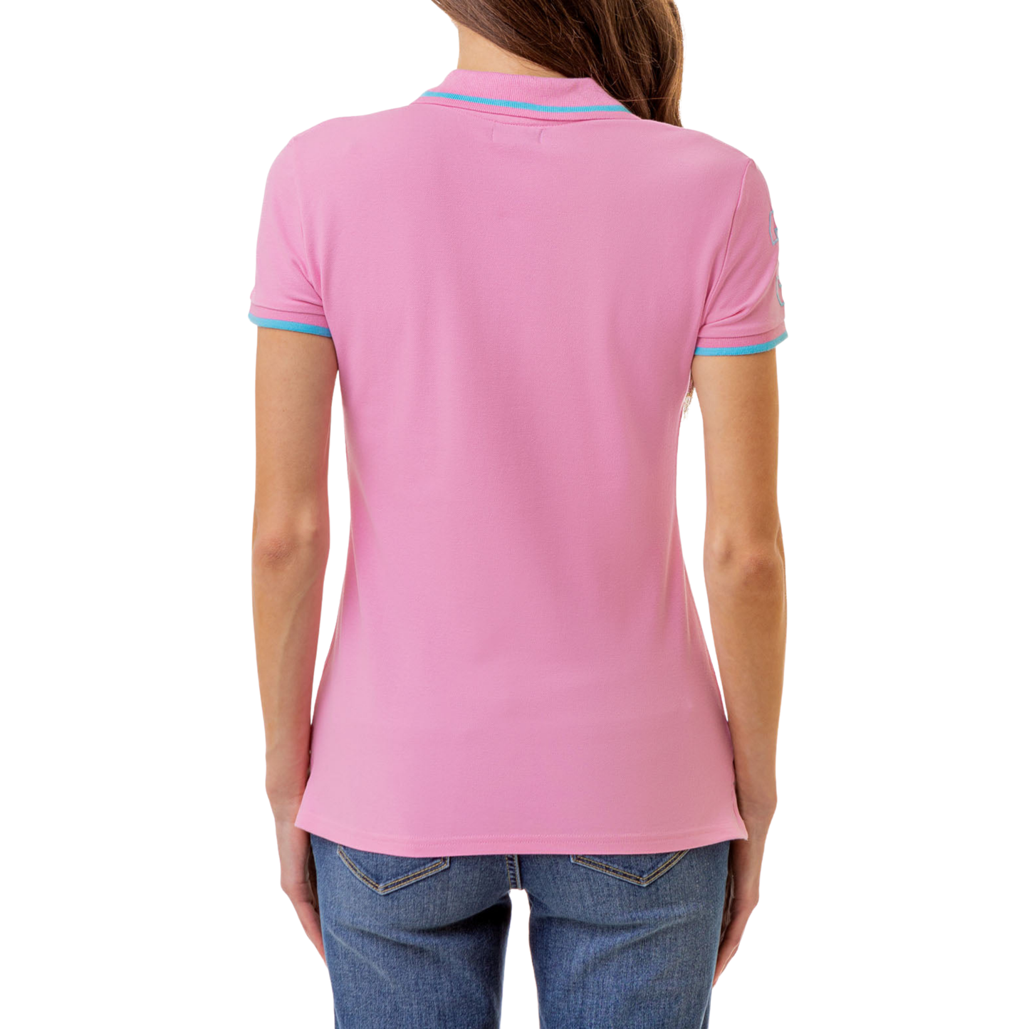 Chemise Polo Rosa Logo Grande Para Mujer