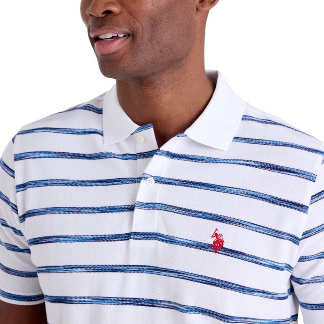 Chemise U.S. Polo Assn. Blanca a Rayas Azules Para Hombre