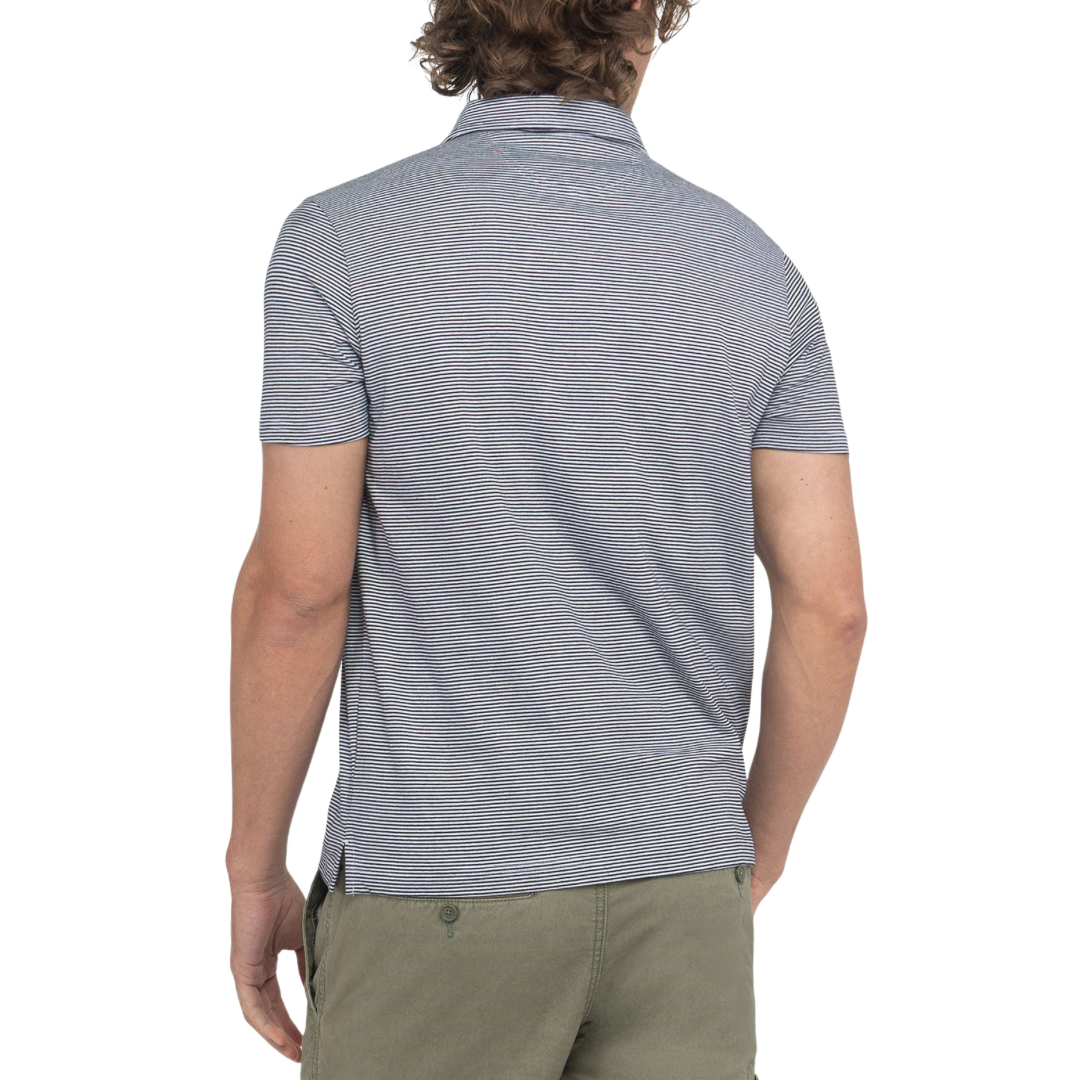 Chemise Polo Con Rayas Finas En Negro Para Hombre