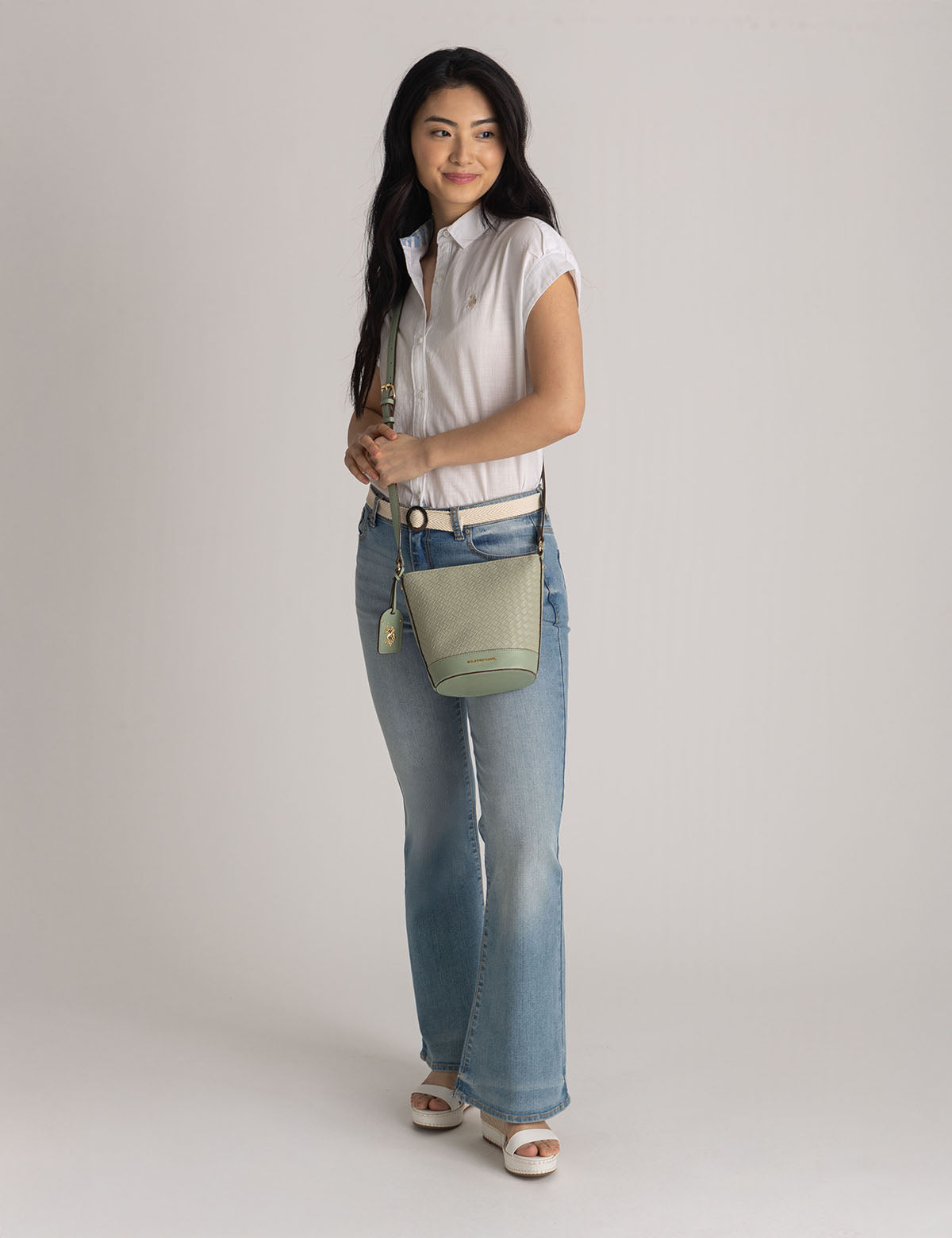 Bolso Polo Cruzado Tejido Color Salvia