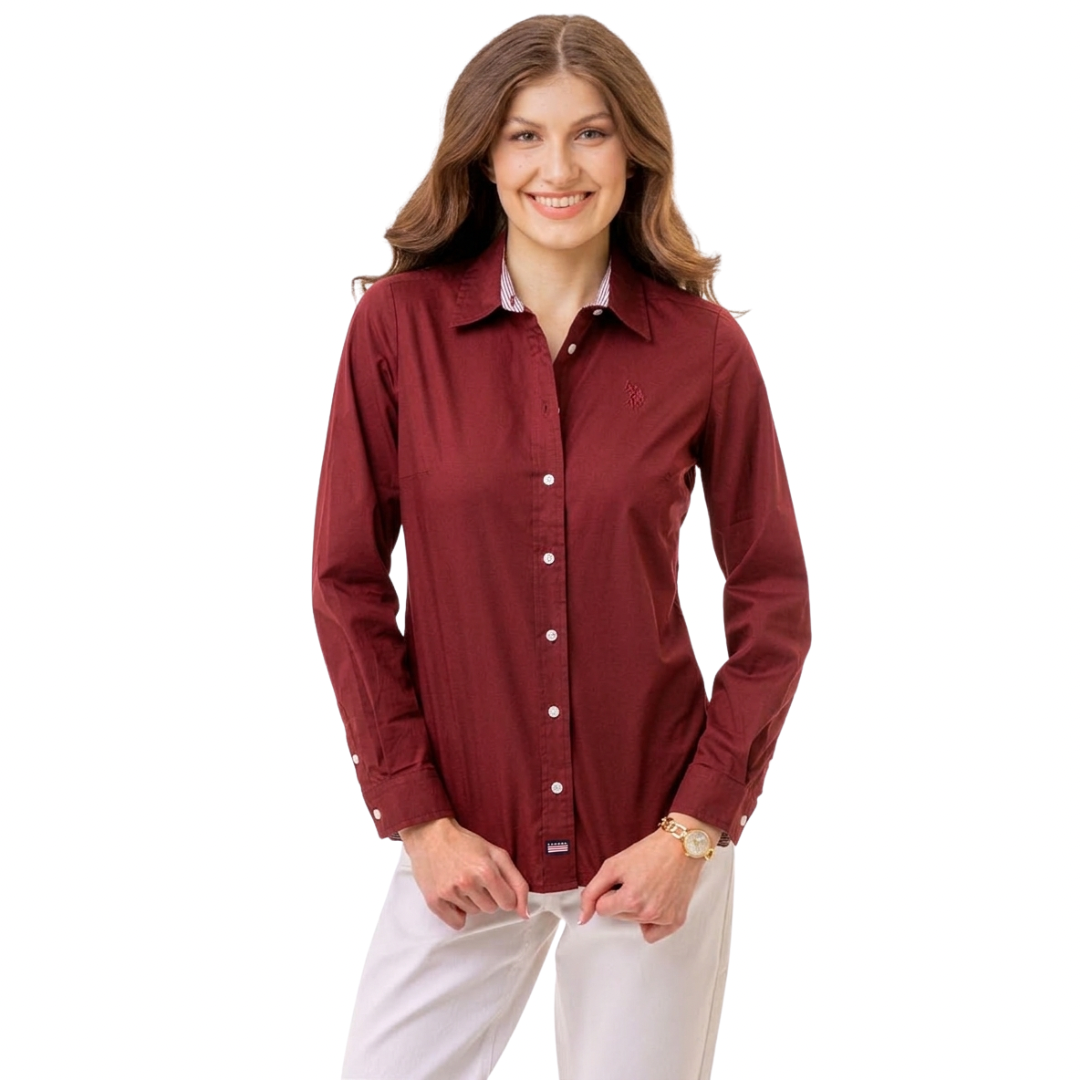 Camisa Polo Color Vinotinto Para Mujer