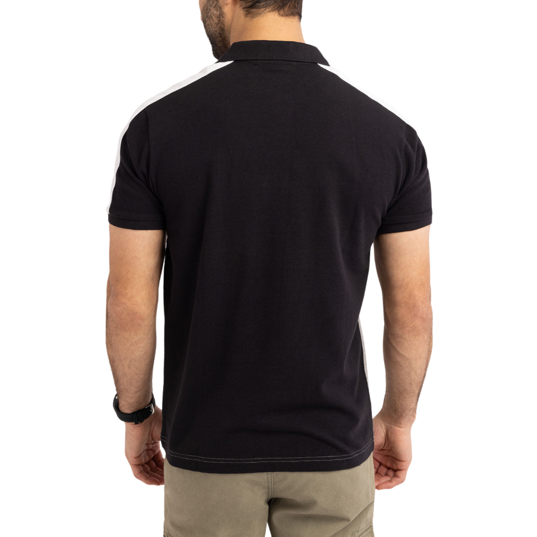 Chemise Polo Negro Con Gris Para Hombre
