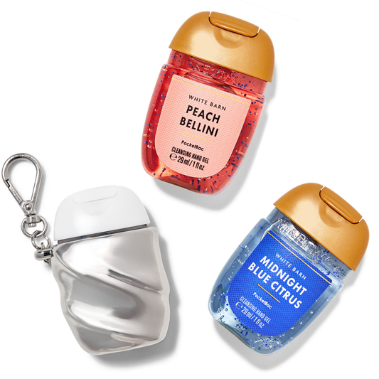 Set Holder + Gel Antibacterial Peach Bellini + Gel Antibacterial Midnight Blue Citrus de Bath & Body Works