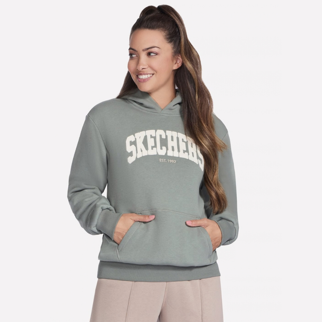 Suéter Skechers con Capucha Verde Para Mujer